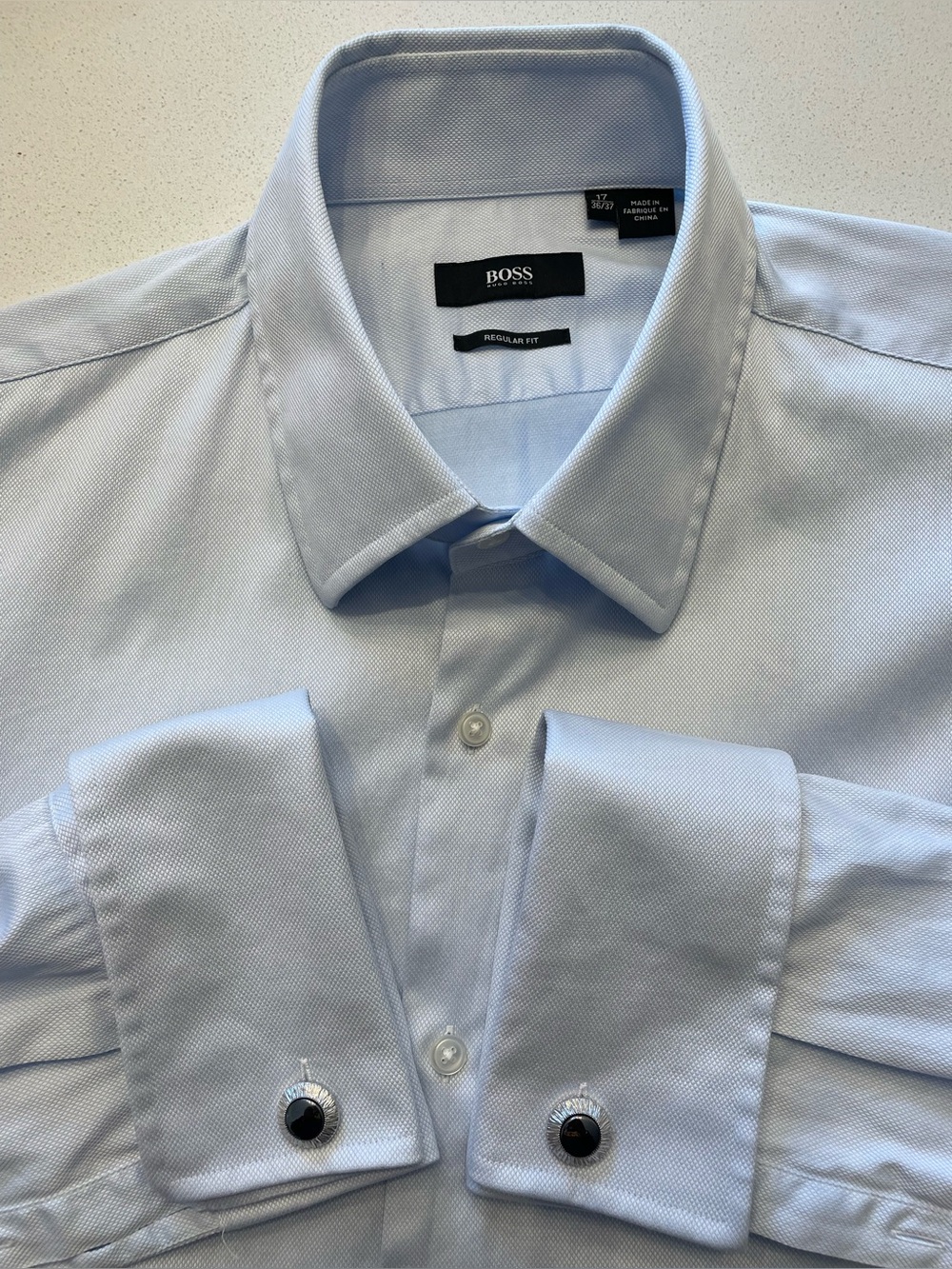 Hugo Boss - all cotton dress shirt with French cuffs Size 17” neck
